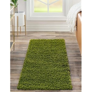 fluffy super ultra soft handmade shaggy carpet for living room bedroom hotel hall guest room bedside runner kitchen runner - green 2x3 feet