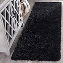Fluffy Super Ultra Soft Handmade Shaggy Carpet for Living Room, Bedroom, Hotel, Hall, Guest Room, Bedside Runner Kitchen Runner - (Black, 2x3 Feet)