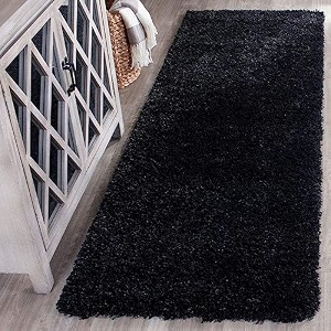 luxurious carpet design carpet microfiber hand woven and shag carpet with 2 inch pile for living room bed room - black 2x4 feet