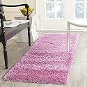 Luxurious Carpet Design Carpet Microfiber Hand Woven and Shag Carpet with 2 Inch Pile for Living Room Bed Room - (Pink, 2x4 Feet)