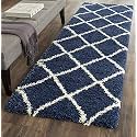 Luxurious Carpet Design Carpet Microfiber Hand Woven and Shag Carpet with 2 Inch Pile for Living Room Bed Room - (Blue - Box, 2x4 Feet)