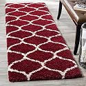 Luxurious Carpet Design Carpet Microfiber Hand Woven and Shag Carpet with 2 Inch Pile for Living Room Bed Room - (Red - Mandir, 2x4 Feet)