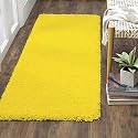 Luxurious Carpet Design Carpet Microfiber Hand Woven and Shag Carpet with 2 Inch Pile for Living Room Bed Room - (Yellow, 2x4 Feet)