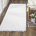 Luxurious Carpet Design Carpet Microfiber Hand Woven and Shag Carpet with 2 Inch Pile for Living Room Bed Room - (White, 2x4 Feet)
