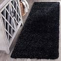 Modern Toufted Microfiber Cozy Super Ultra &amp; Plush Fluffy Shaggy Carpet for Living Room, Bedroom, Hallway, Home Decorative - (Black, 2x6 Feet)