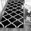 Modern Toufted Microfiber Cozy Super Ultra &amp; Plush Fluffy Shaggy Carpet for Living Room, Bedroom, Hallway, Home Decorative - (Black - Box, 2x6 Feet)