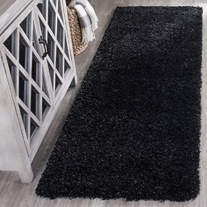 super soft shaggy rugs fluffy carpets indoor modern plush area rugs for living room bedroom kids room upgrade anti skid durable rectangular fuzzy rug - black 2x5 feet