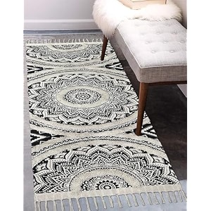 toufted cotton carpet runner 22x60 inch for living room bedroom kids room kitchen bedside runner - printed -9 2x5 feet