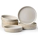 Stoneware Dinnerware Sets for 4, 8-Piece Wide Pasta Bowls and Salad Plates