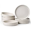 Stoneware Dinnerware Sets for 4, 8-Piece Wide Pasta Bowls and Salad Plates
