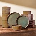 Stoneware Dinnerware Sets, Reactive Glaze Dishes Set for 8