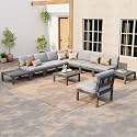 Stoog 11-Piece Patio Furniture Set, All-Weather Outdoor Sectional Sofa Set - Modular &amp; Waterproof HIPS Frame, Quick-Dry Olefin Cushions, Grey