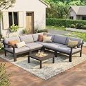 Stoog 6-Piece Patio Sectional Sofa Set, Modular Outdoor Furniture Set - All-Weather Waterproof HIPS Frame &amp; Quick-Dry Olefin Cushions, Black
