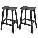 Stoog All-Weather Bar Stools Set of 2, 28" Outdoor Barstools with 400 lbs Capacity, Low Maintenance HIPS Patio Furniture for Kitchen Counter, Deck &amp; Garden, Black