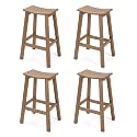 Stoog All-Weather Bar Stools Set of 4, 28" Patio Barstools, Never Rot or Fade, Low Maintenance Outdoor Furniture for Bar, Kitchen Counter &amp; Deck, Teak