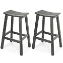 Stoog All-Weather Bar Stools Set of 2, 28" Outdoor Barstools, Never Rot or Fade, Low Maintenance HIPS Furniture for Bar, Kitchen Counter, Deck &amp; Patio, Grey