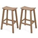 Stoog All-Weather Bar Stools Set of 2, 28" Outdoor Barstools with 400 lbs Capacity, Realistic Wood-Grain Texture, for Bar, Kitchen Counter, Pool &amp; Patio, Teak