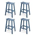 Stoog All-Weather Bar Stools Set of 4, 28" Outdoor Patio Barstools, Low Maintenance HIPS Furniture, Never Rots or Fades, for Kitchen Counter, Deck &amp; Garden, Blue