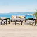 Stoog All-Weather Patio Conversation Set, 6-Piece Modular Outdoor Sectional Sofa with Table - Waterproof HIPS Frame &amp; Quick-Dry Olefin Cushions, Black