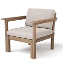 Stoog Modular Armchair with Removable Arms - Deep Seat Waterproof Patio Chair, Connects for Sectional Sofa, Teak