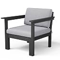 Stoog Modular Armchair with Removable Arms - HIPS Frame &amp; Deep Seat Waterproof Patio Chair for Sectional, Black
