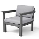 Stoog Modular Armchair with Removable Arms - HIPS Frame &amp; Deep Seat Waterproof Patio Chair for Sectional, Grey