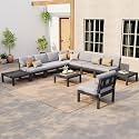 Stoog Modular Patio Sofa Set, 11-Piece Outdoor Sectional Sofa Set - Gap-Free &amp; No Shifting Design, Waterproof HIPS Frame &amp; Olefin Cushions, for Poolside Backyard, Black