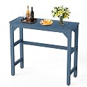 Stoog Patio Bar Table, All-Weather Outdoor Bar Height Table with Adjustable Feet, Low Maintenance, for Balcony, Deck, Porch, and Poolside, Blue