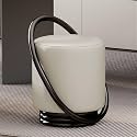 Stool, Creative Makeup Stool Round Footstool Dressing with Backrest Entry Shoe Suitable for Bedroom Living Room Office(White)