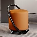 Stool, Creative Makeup Stool Round Footstool Dressing with Backrest Entry Shoe Suitable for Bedroom Living Room Office(Orange)