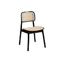 Stool, Farmhouse Dining Chair Mid-Century Modern Rattan Retro Weave Side Chairs for Room Kitchen Living(Black)