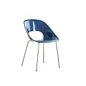 Stool, Modern Mid-Century Dining Chair Plastic for Kitchen with Metal Legs for Living Room Bedroom Vanity(Blue)
