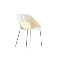 Stool, Modern Mid-Century Dining Chair Plastic for Kitchen with Metal Legs for Living Room Bedroom Vanity(Beige)