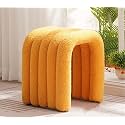 Stool, Solid Wood Footstool Modern Home Decoration Living Room and Bedroom Cute Dressing Stool Suitable for Table Powder(Orange)