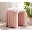 Stool, Solid Wood Footstool Modern Home Decoration Living Room and Bedroom Cute Dressing Stool Suitable for Table Powder(Pink)