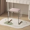 Stool, Transparent Acrylic Stool with Cushion Vanity Chair Small Ottoman Makeup Dining Room Foot Rest for Couch Living Bedroom(Pink,Large)