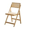 Stool, Wooden Rattan Dining Chair Foldable with Woven Seat and Back Folding for Living Room Bedroom Garden Balcony(Natural)