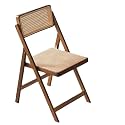 Stool, Wooden Rattan Dining Chair Foldable with Woven Seat and Back Folding for Living Room Bedroom Garden Balcony(Brown)