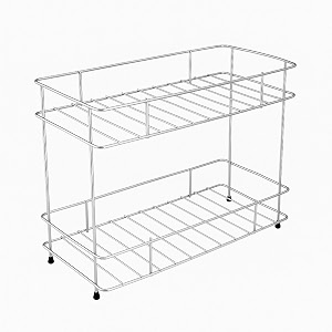 storack 2 shelf stainless steel 2 layer countertop spice rack  modular storage organizer  multipurpose shelf silver tiered