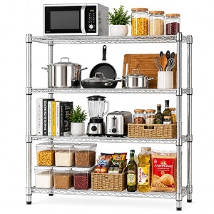 storack modular kitchen storage rack with adjustable chrome shelves  4 layer heavy duty pantry organizer for grocery utility amp home storage  space saving wire rack  400 kg capacity