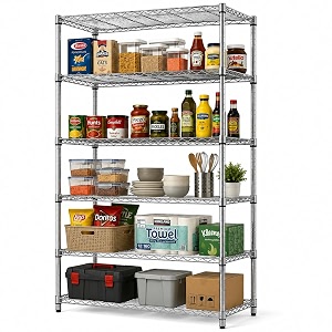 storack 6 tier heavy duty storage rack for warehouse shop amp home organization  industrial chrome shelving unit  adjustable metal storage shelf  600 kg load capacity  182 cm tall utility rack
