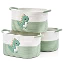 Storage Baskets for Shelves, 3 Pack Woven Cotton Rope Baskets