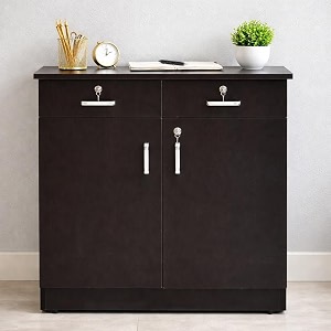 storage cabinet 2 door lockable 75cm high desk height for home office garage utilities shoe storage black