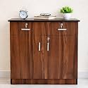 Storage Cabinet, 2 Door Lockable, 75cm High, Desk Height, for Home Office, Garage, Utilities, Shoe Storage (Cabinet-walunet)