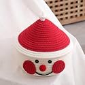 Storage Gift Basket,Packing, Round Case For Closet, Wedding Packaging Organizer Box Jute Basket Handwoven Eco-Friendly Foldable Storage Basket Bins Organizer With Lid (5X7) Inch, Red