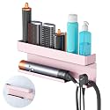 Storage Hair Dryer Holder for Curling Iron Accessories, Hair Tool Organizer Wall Mount, Curling Iron Holder, Bathroom Hair Straightener Holder Stand for Styler Attachments Organizer, Rose Gold