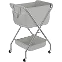 STORAGE MANIAC Collapsible Laundry Cart with Wheels 35.6"H Removable Canvas Bag Rolling Laundry Hamper Clothes Basket with Wheels, Sturdy Steel Frame Folding for Small Narrow Space Easy Storage, Grey