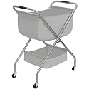 STORAGE MANIAC Collapsible Laundry Cart with Wheels 31.5"H Rolling Laundry Hamper Clothes Basket with Wheels, Canvas Liner Sturdy Steel Frame Folding for Small Narrow Space Easy Storage, Grey