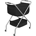 STORAGE MANIAC Collapsible Laundry Cart with Wheels 31.5"H Rolling Laundry Hamper Clothes Basket with Wheels, Canvas Liner Sturdy Steel Frame Folding for Small Narrow Space Easy Storage, Black