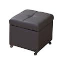 Storage Ottoman Foot Rest Square Leather Foot Stool Small Ottoman with Storage Padded Seat for Entryway Living Room Bedroom Couch Under Desk(Dark Grey,32cm/12.6in)